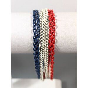Vintage Red White Blue Multi Chain Bracelet 7" MCM Americana